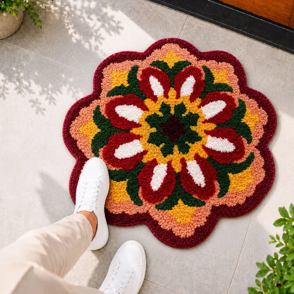 madeinnortheast-Tulip Bloom Rangoli Doormat