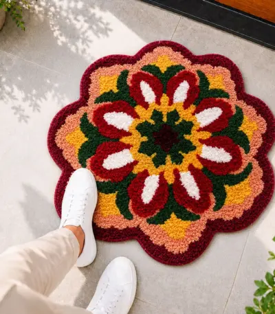 madeinnortheast-Tulip Bloom Rangoli Doormat
