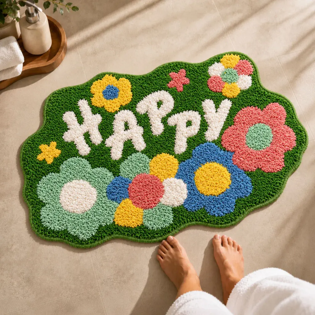 madeinnortheast-Happy Bathroom Mat