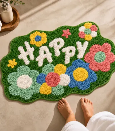 madeinnortheast-Happy Bathroom Mat