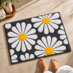 Flower Grey Bathroom Mat