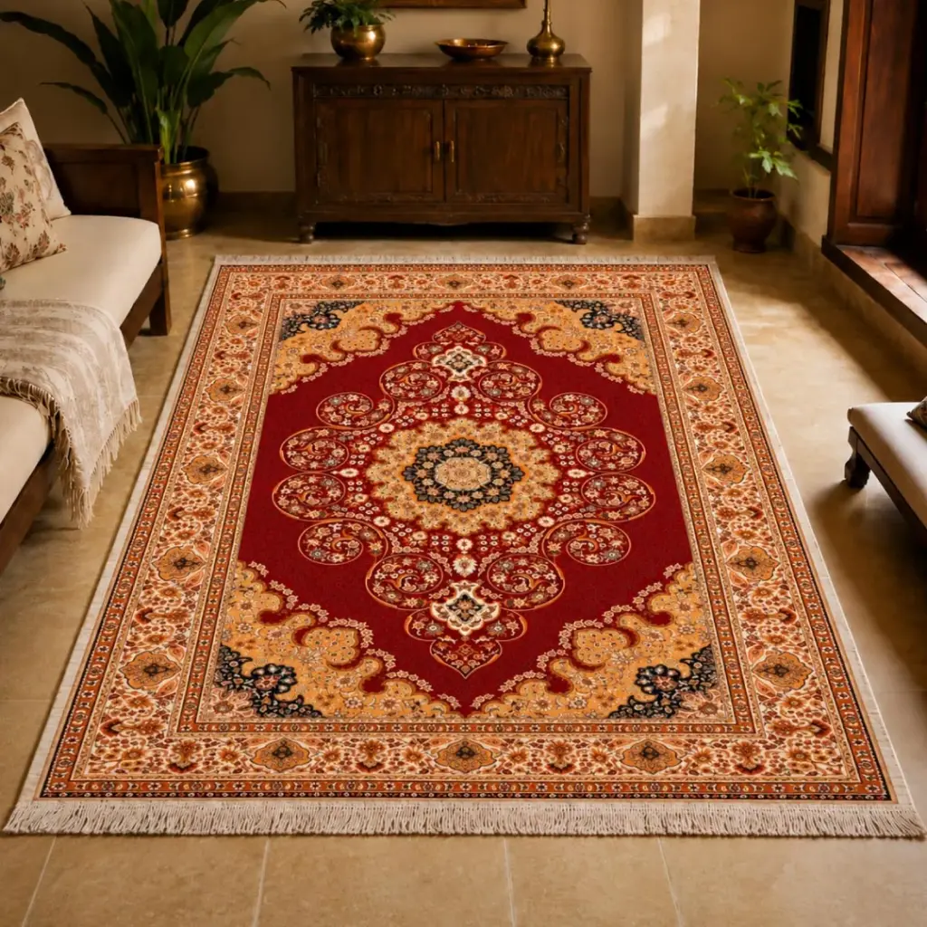 madeinnortheast-Golden Scallop Persian Carpet