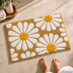 Flower Beige Bathroom Mat
