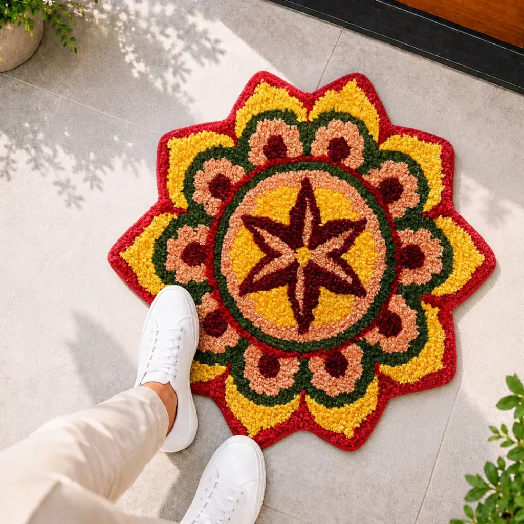 madeinnortheast-Star Mandala Rangoli Doormat
