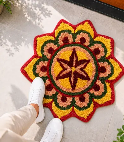 madeinnortheast-Star Mandala Rangoli Doormat