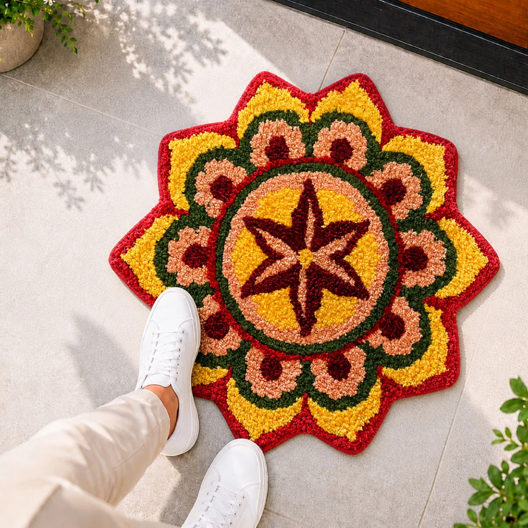 madeinnortheast-Star Mandala Rangoli Doormat madeinnortheast-Star Mandala Rangoli Doormat