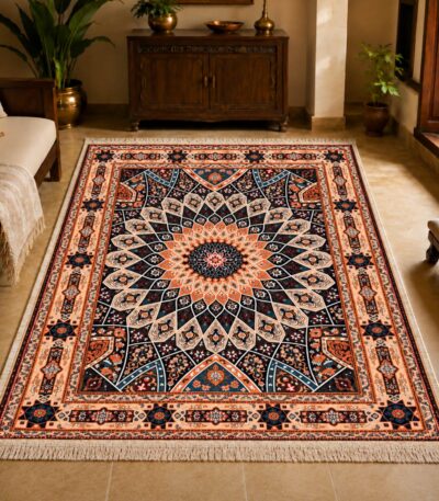 Golden Sunburst Persian Carpet