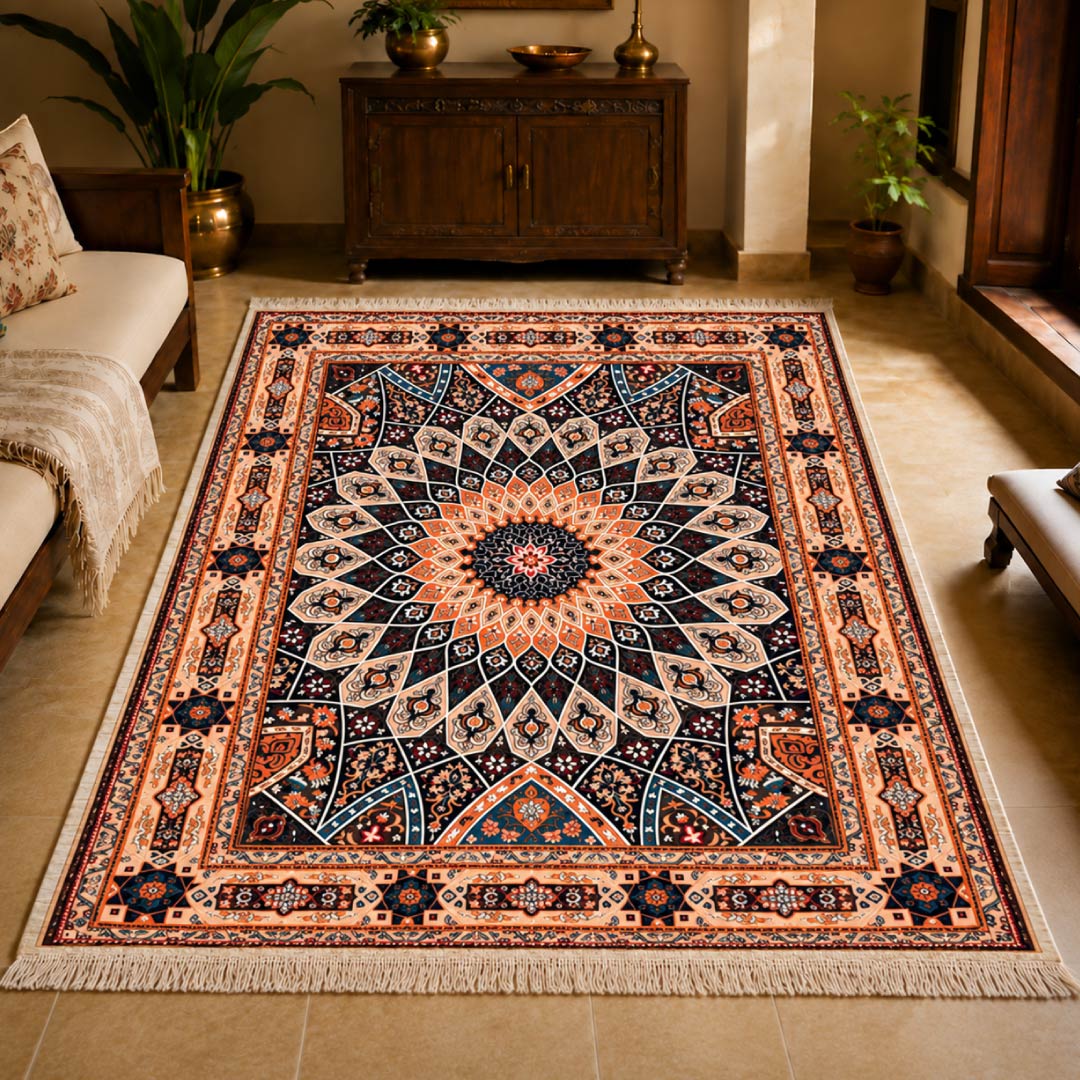 1_d0e993dc-4246-45f8-8a9e-5cb700d16f6a.jpg Golden Sunburst Persian Carpet