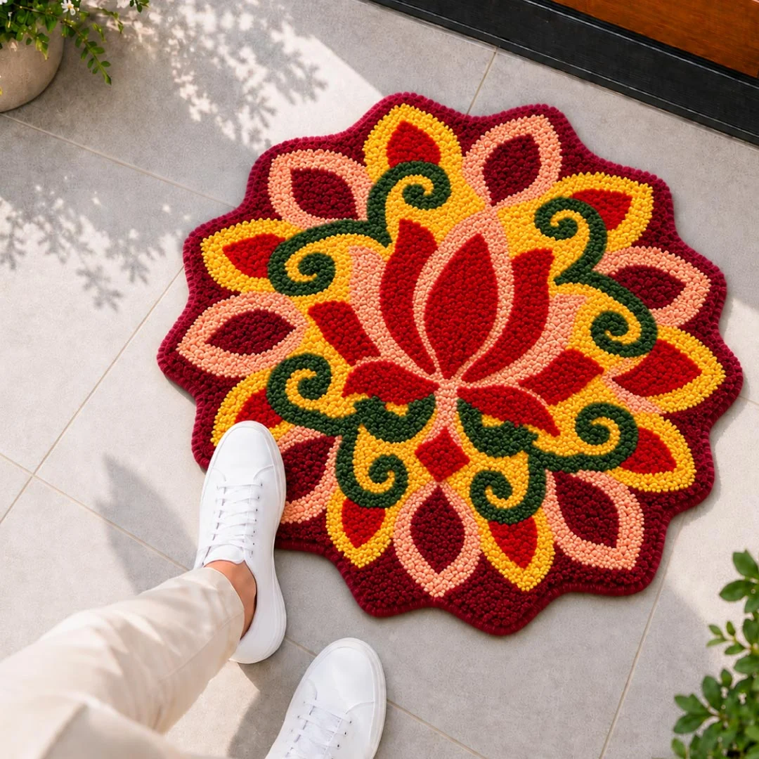 madeinnortheast-Flame Petal Rangoli Doormat