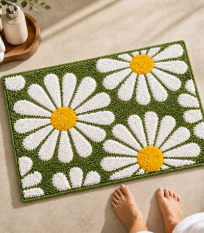 Flower Green Bathroom Mat