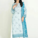 2PC Stitched Printed Lawn Shirt & Dupatta | RTW-KSD-3871