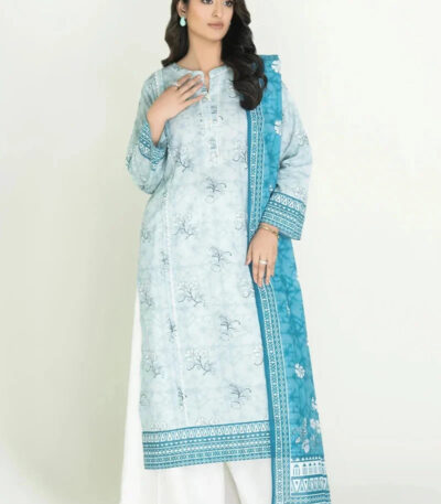 2PC Stitched Printed Lawn Shirt & Dupatta | RTW-KSD-3871