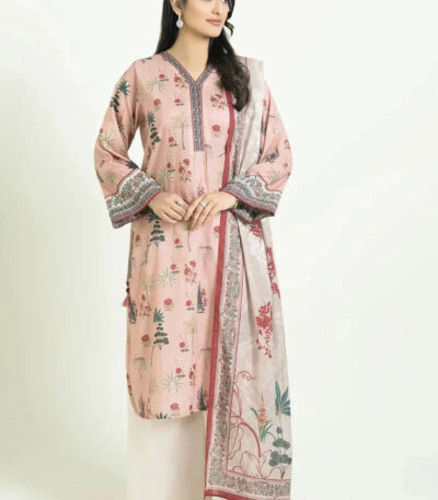 2PC Stitched Printed Lawn Shirt & Dupatta | RTW-KSD-3873