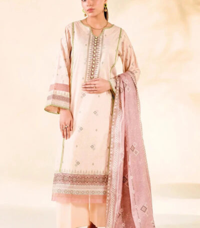 2PC Stitched Printed Lawn Shirt & Dupatta | RTW-KSD-3878