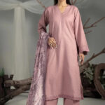 3PC Embroidered stitched Cambric Suit KCCE-4217