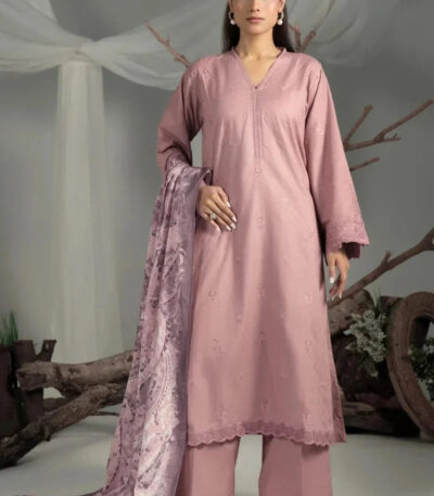 3PC Embroidered stitched Cambric Suit KCCE-4217