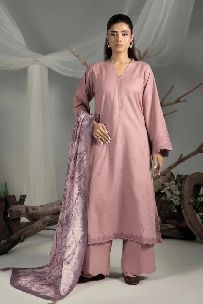 3PC Embroidered stitched Cambric Suit KCCE-4217