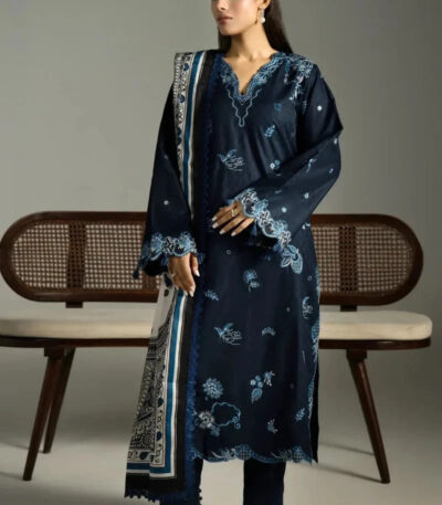 3PC Embroidered stitched Cambric Suit KCCE-4219