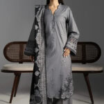 3PC Embroidered stitched Cambric Suit KCCE-4220