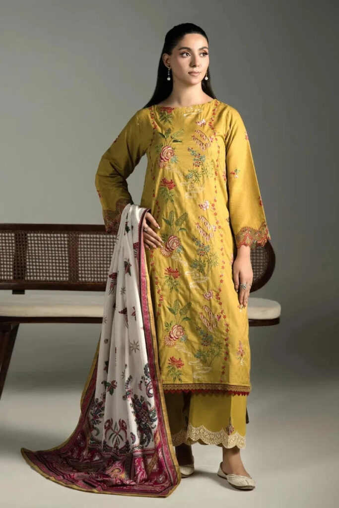 3PC Embroidered stitched Cambric Suit KCCE-4221