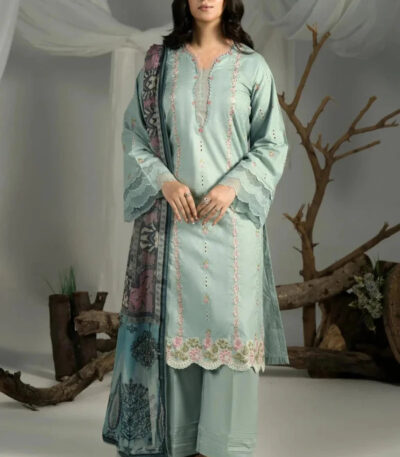 3PC Embroidered stitched Cambric Suit KCCE-4222