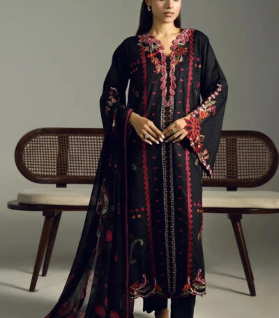 3PC Embroidered stitched Cambric Suit KCCE-4223