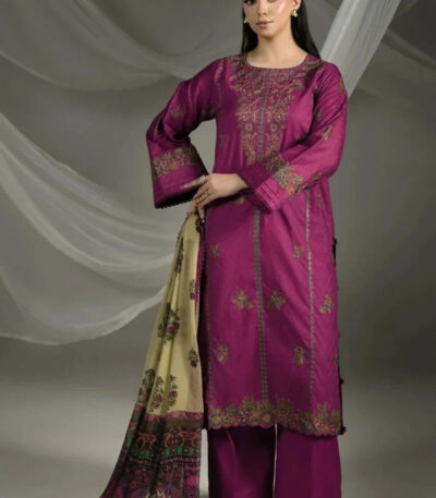 3PC Embroidered stitched Cambric Suit KCCE-4224