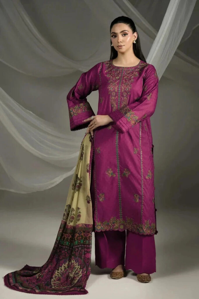 3PC Embroidered stitched Cambric Suit KCCE-4224