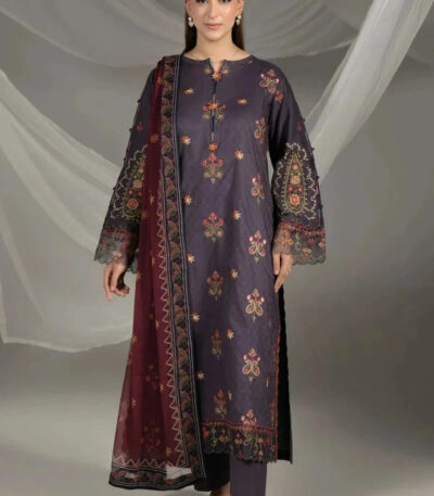 3PC Embroidered stitched Cambric Suit KCCE-4225
