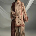 3PC Embroidered stitched Cambric Suit KCCE-4226