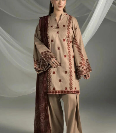 3PC Embroidered stitched Cambric Suit KCCE-4226