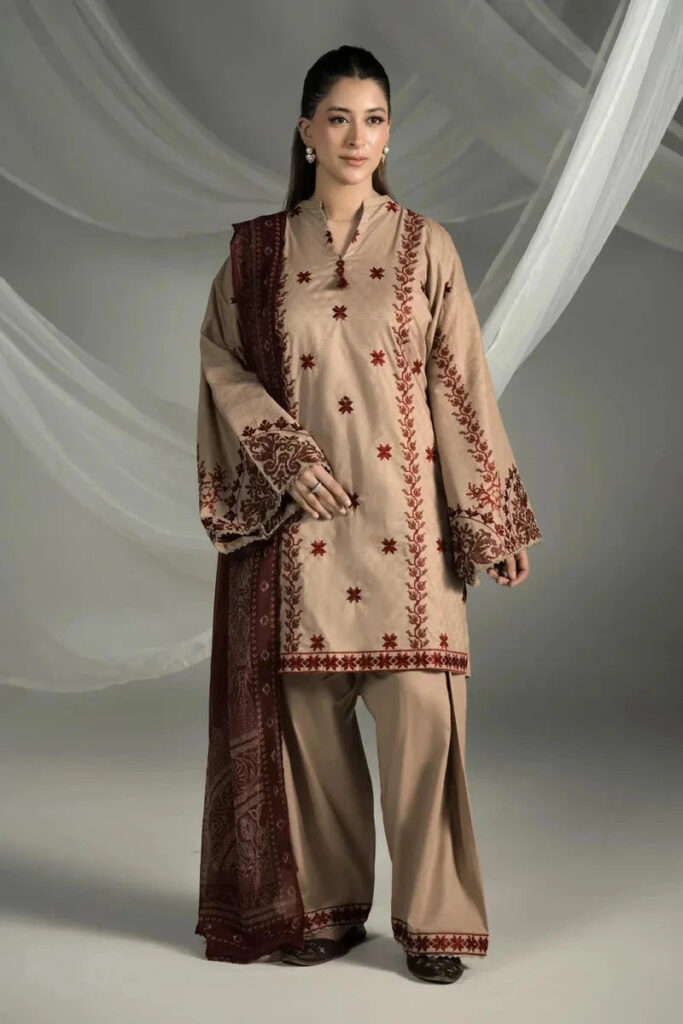 3PC Embroidered stitched Cambric Suit KCCE-4226