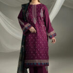 3PC Embroidered stitched Cambric Suit KCCE-4227