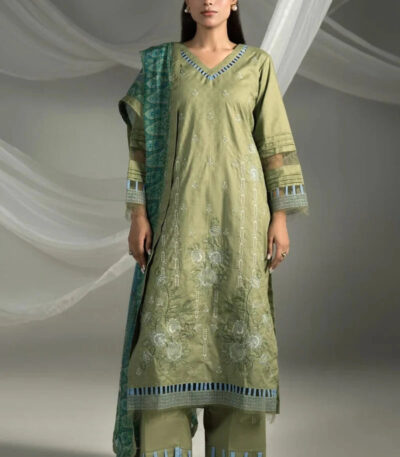 3PC Embroidered stitched Cambric Suit KCCE-4228