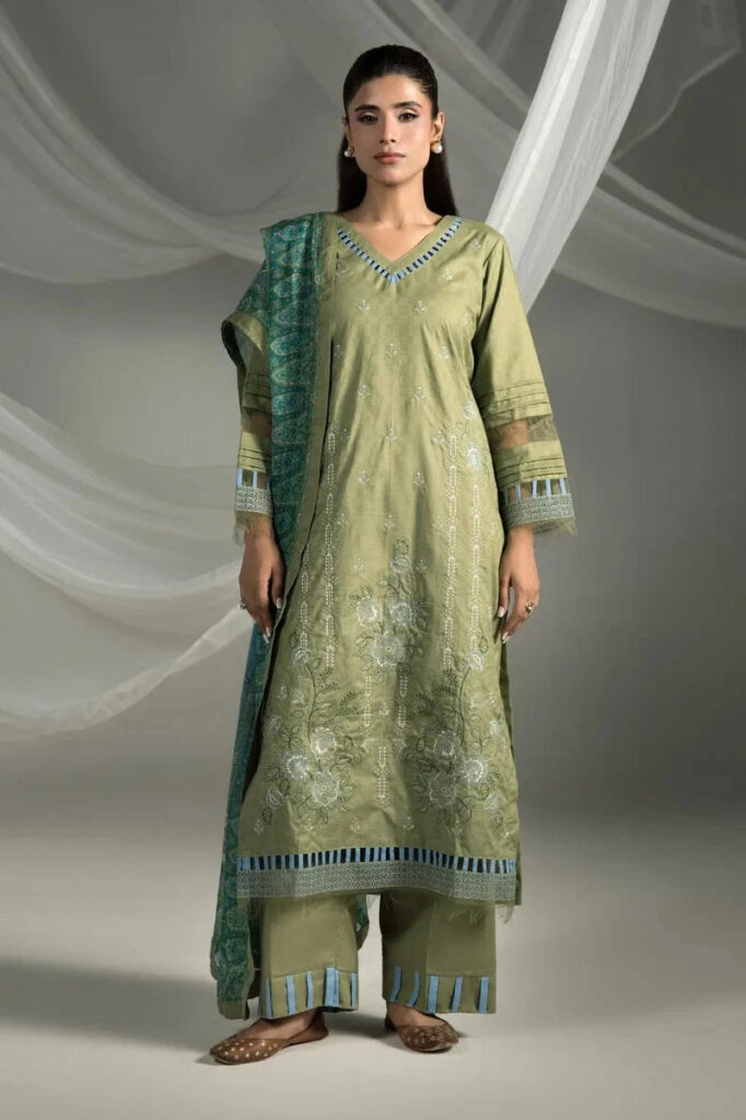 3PC Embroidered stitched Cambric Suit KCCE-4228