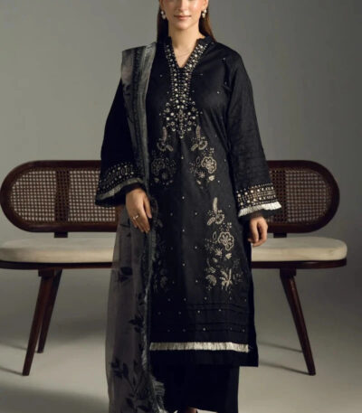 3PC Embroidered stitched Cambric Suit KCCE-4229