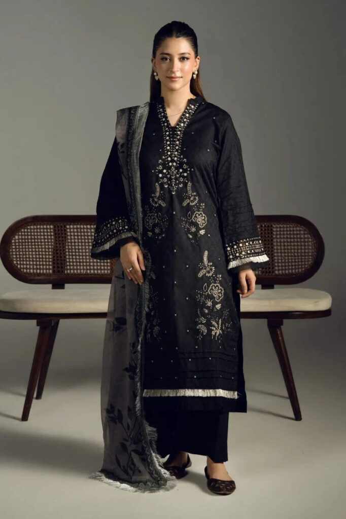 3PC Embroidered stitched Cambric Suit KCCE-4229