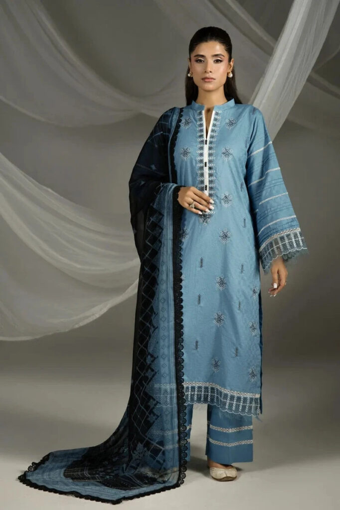 3PC Embroidered stitched Cambric Suit KCCE-4230