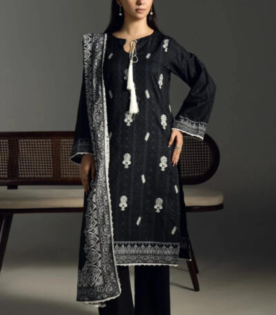 3PC Embroidered stitched Cambric Suit KCCE-4295