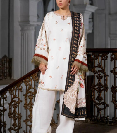 3PC Embroidered stitched Khaddar Suit KHE-4279