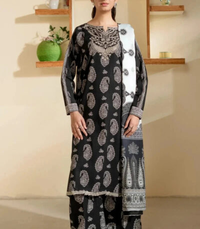 3PC Embroidered stitched Khaddar Suit KKHE-4251