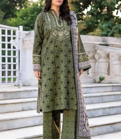 3PC Embroidered stitched Khaddar Suit KKHE-4252