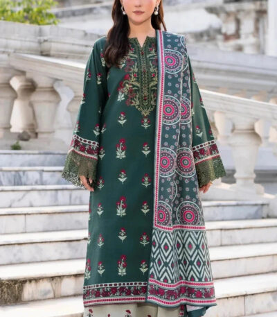 3PC Embroidered stitched Khaddar Suit KKHE-4254