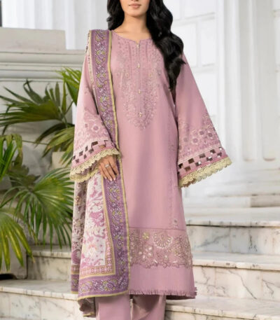 3PC Embroidered stitched Khaddar Suit KKHE-4275