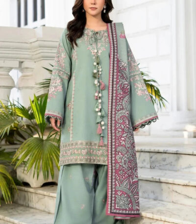 3PC Embroidered stitched Khaddar Suit KKHE-4276