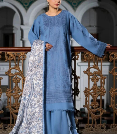 3PC Embroidered stitched Khaddar Suit KKHE-4281