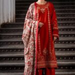 3PC Embroidered stitched Khaddar Suit KKHE-4282