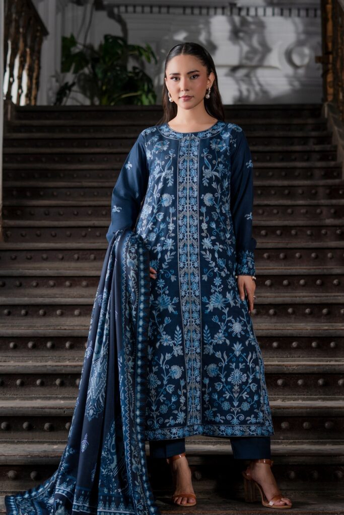 3PC Embroidered stitched Khaddar Suit KKHE-4283