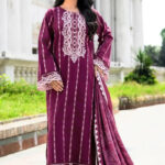 3PC Embroidered stitched Khaddar Suit KKHE-4287