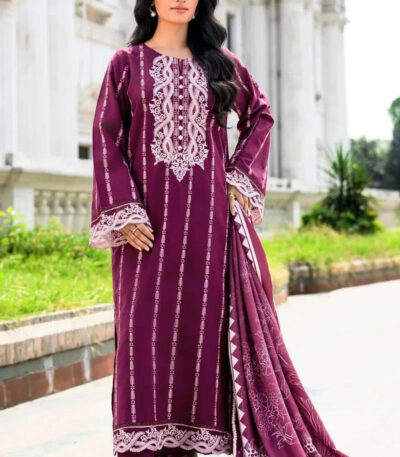 3PC Embroidered stitched Khaddar Suit KKHE-4287